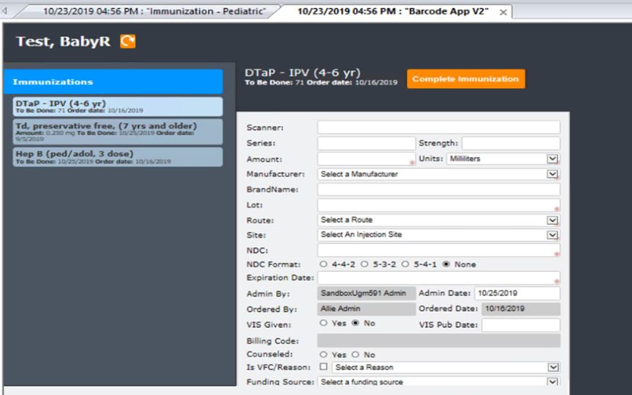 NextGen API Healthcare EHR Barcode Reader